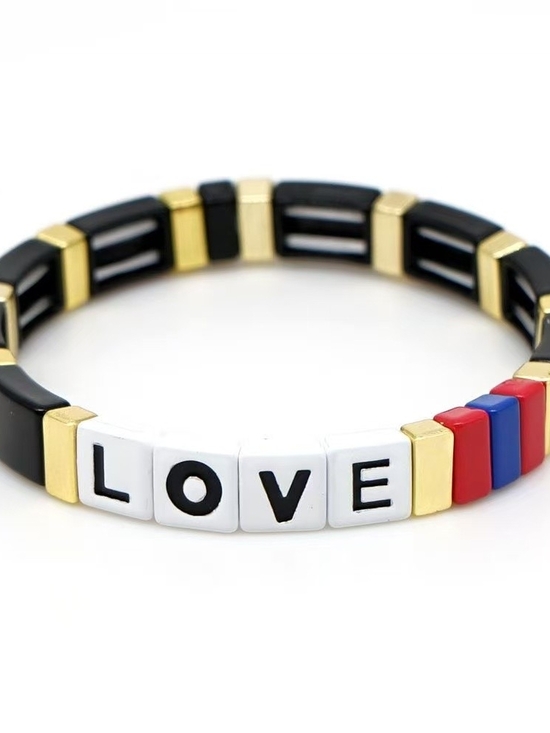 Roxanne Assoulin Jewelry - Roxanne Assoulin LOVE Enamel Tile Stretch Bracelet Black Multicolor Stackable